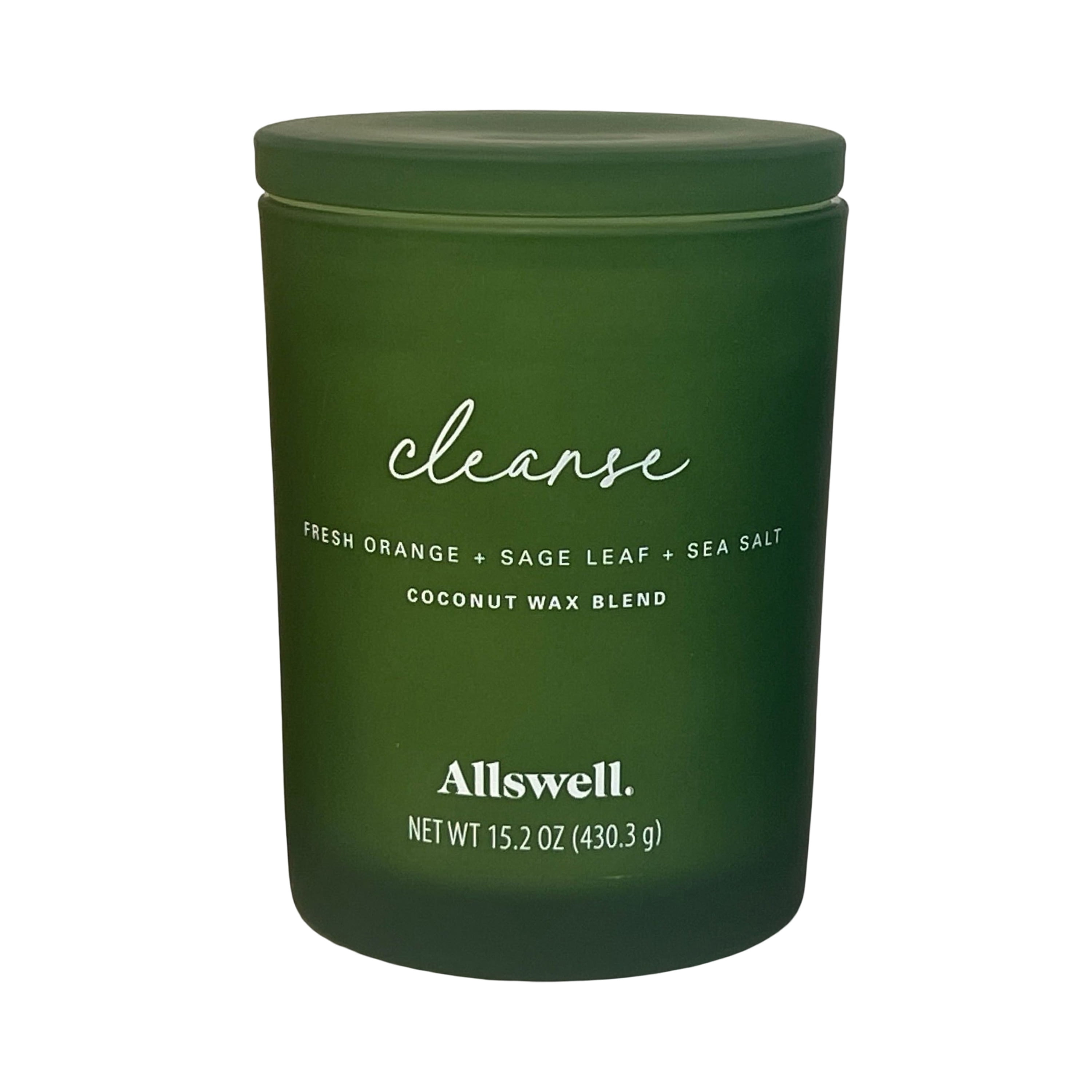 Allswell Cleanse Scented 2-Wick Spa Jar Candle, Fresh Orange + Sage Leaf + Sea Salt, 15.2 oz