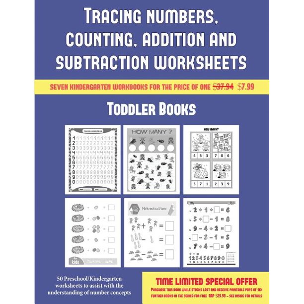 toddler books toddler books tracing numbers counting addition and subtraction 50 preschool kindergarten worksheets to assist with the understanding of number concepts series 3 paperback walmart com