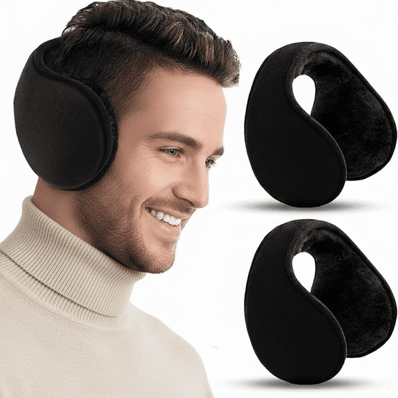 2Packs Winter Ear Muffs Men, Earmuffs Fleece Warm Ear Warmer Ear Muffs for Cold Weather