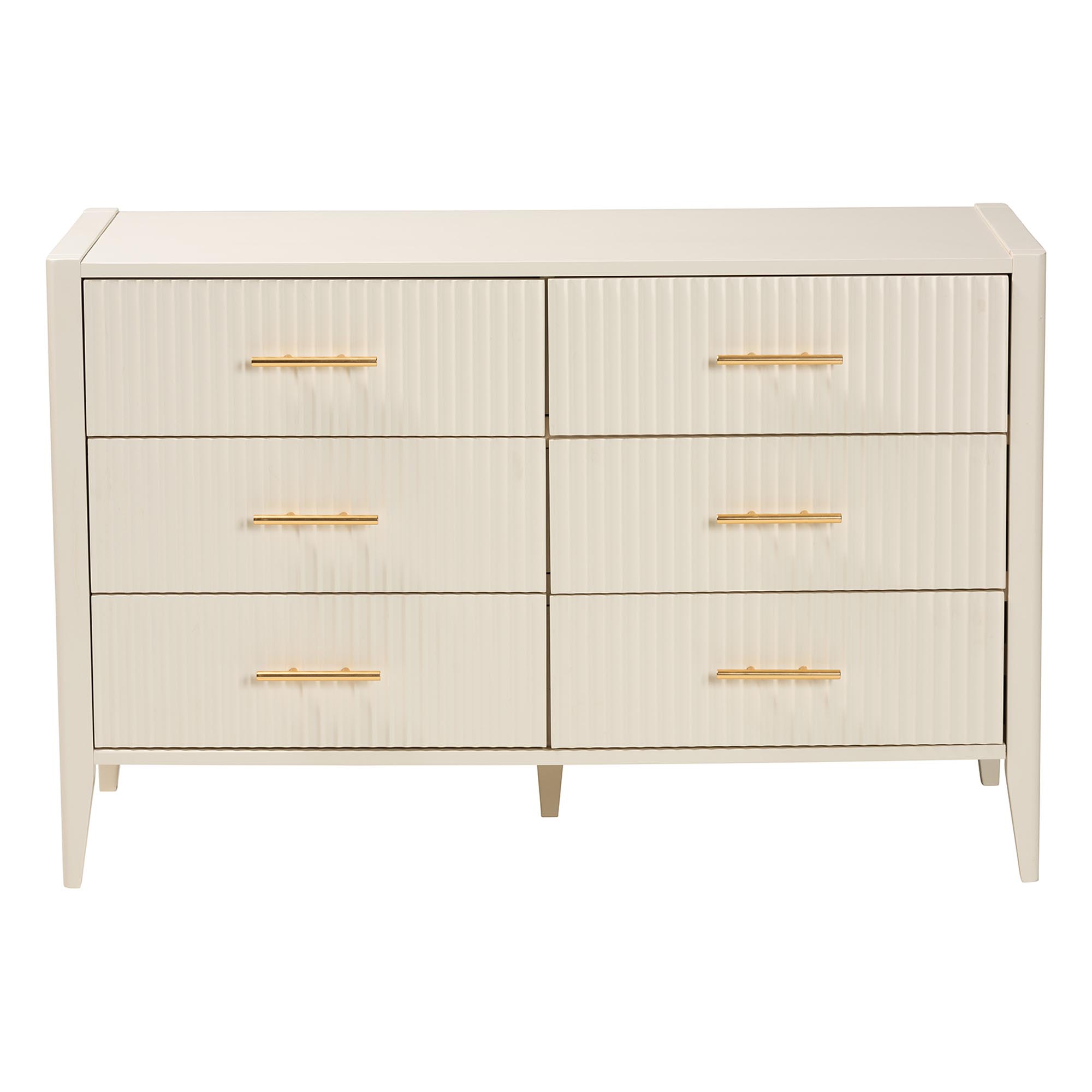 Baxton Studio Primrose Mid-Century Dresser, 6-Drawer, Ivory
