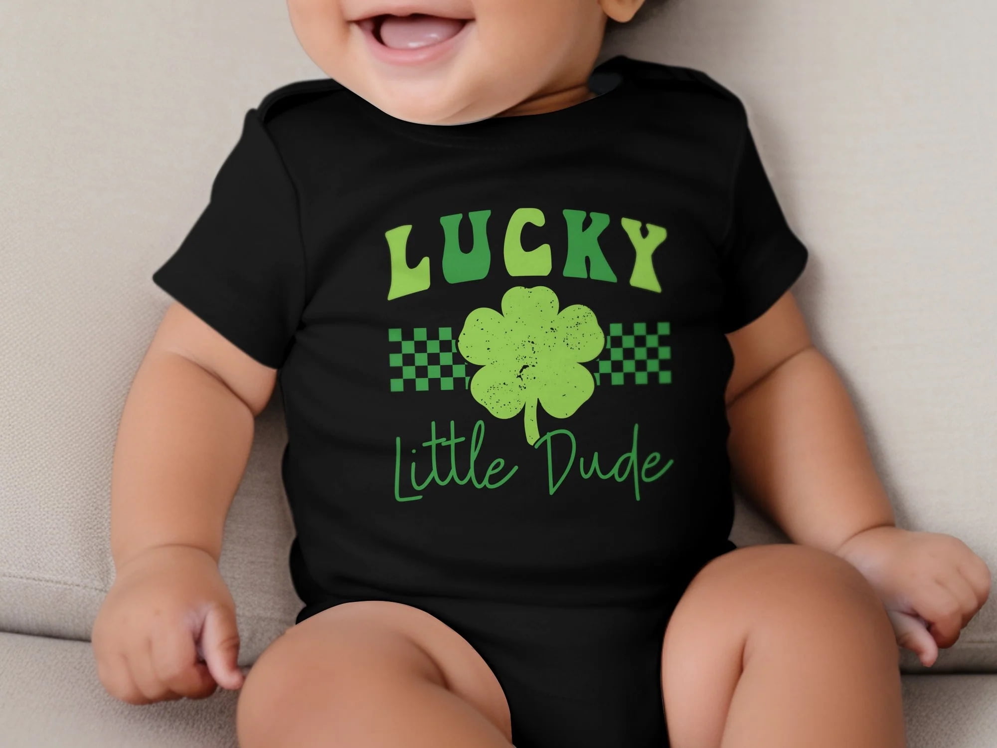 Lucky Little Dude Onesie, St Patrick's Day Baby Bodysuit, Green Clover Infant Romper, Cute Spring Outfit, Newborn Gift Idea