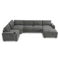 thumbnail image 6 of Newest 117.5" U-Shaped Chenille Sectional Sofa, Gray 6-Seat Corner Couch with Cup Holders & Oversized Chaise for Living Room, 6 of 9