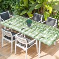 thumbnail image 2 of Spring Plants Table Cloths for 8 Foot Rectangle Tables, Watercolor Birds Leaves Flowers Green Plaid Patio Waterproof Elastic Fitted Tablecloths, Washable Rectangular Table Cover for Camping, 2 of 8