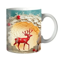 EUDIDV Decorative Ceramic Mug Christmas Mug Inflated Snowman Mug, Santa Mug Press Puffy Design 15oz 11oz Coffe Large Ceramic Mug