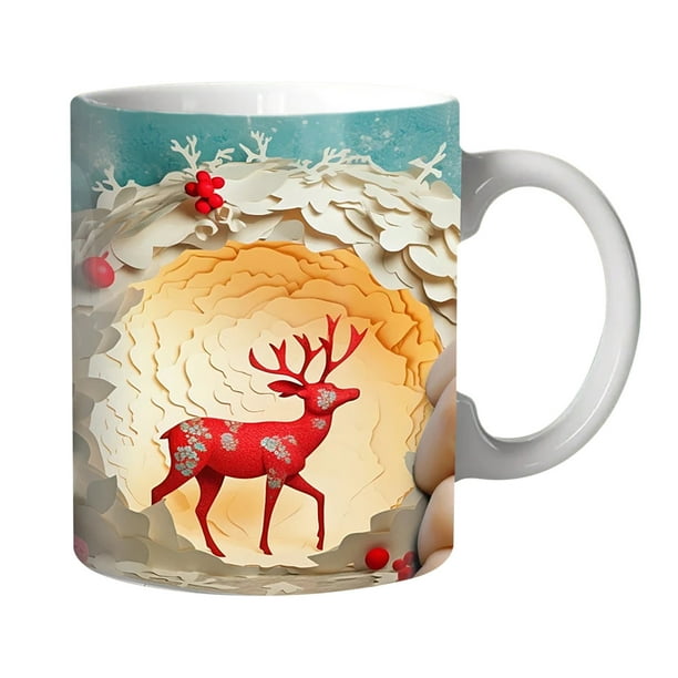Pisexur Batería de cocina Taza navideña inflada con diseño de muñeco de nieve, taza de Papá Noel inflada de 15 oz y 11 oz. para la cocina del hogar