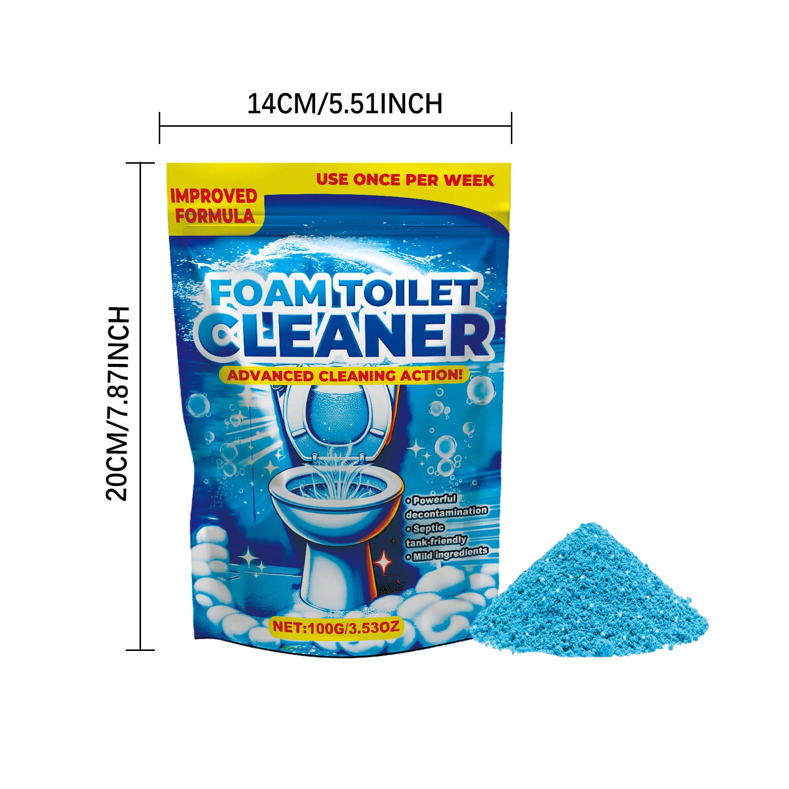 Alvantor Foam Toilet Cleaner - Self Activating Cleaning Powder Powerful Decontamination Household Deodorant Cleaner, 3.53oz