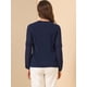 thumbnail image 5 of INSPIRE CHIC Top de la blusa de la oficina del trabajo del cuello del ojo de la cerradura de las mangas largas semi transparentes de la gasa elegante de las mujeres Azul oscuro XL, 5 of 6