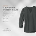 thumbnail image 7 of MERCER+METTLE Women's Stretch Crepe 3/4-Sleeve Blouse | Women's Lightweight Dressy Top, Business Casual Shirt for Work - Deep Black 3XL, 7 of 7