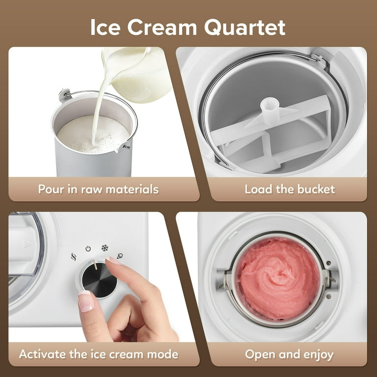 Auseo Small Home Counter 0.85QT Ice Cream Maker with Compressor Electric Automatic Machine Walmart