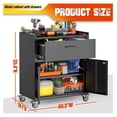 thumbnail image 3 of Metal Storage Cabinet with Wheels, Mobile Metal Garage Cabinet with 1 Drawer and 2 Locking Doors,35.4" H Black Rolling Tool Storage Chest for Offices Garage Storeroom and Basement, 3 of 4