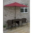 thumbnail image 2 of Blue Star Group Terrace Mates Daniella All-Weather Wicker Java Color Table Set w/ 9'-Wide OFF-THE-WALL BRELLA - Jockey Red Sunbrella Canopy, 2 of 7