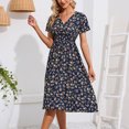 thumbnail image 1 of SMihono Robe d'Été pour Femmes Grande Taille Mode Femmes Robe d'Été Décontractée Imprimée Col en V Manches Courtes Robe Ample, 1 of 7