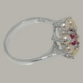 thumbnail image 4 of LBG British Made 9k White Gold Natural Ruby & Cultured Pearl Womens Engagement Ring - 33 size options - Size 4.75, 4 of 6