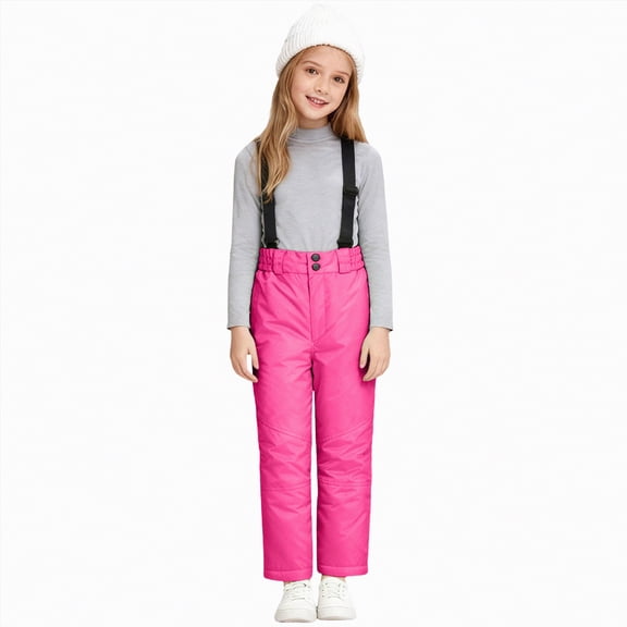 UAYOTSE Kids Bibs Insulated Pants Windproof Warm Ski Bib Overalls for Boys and Girls Warm Snowboarding Pants,Sizes 6-7 Years