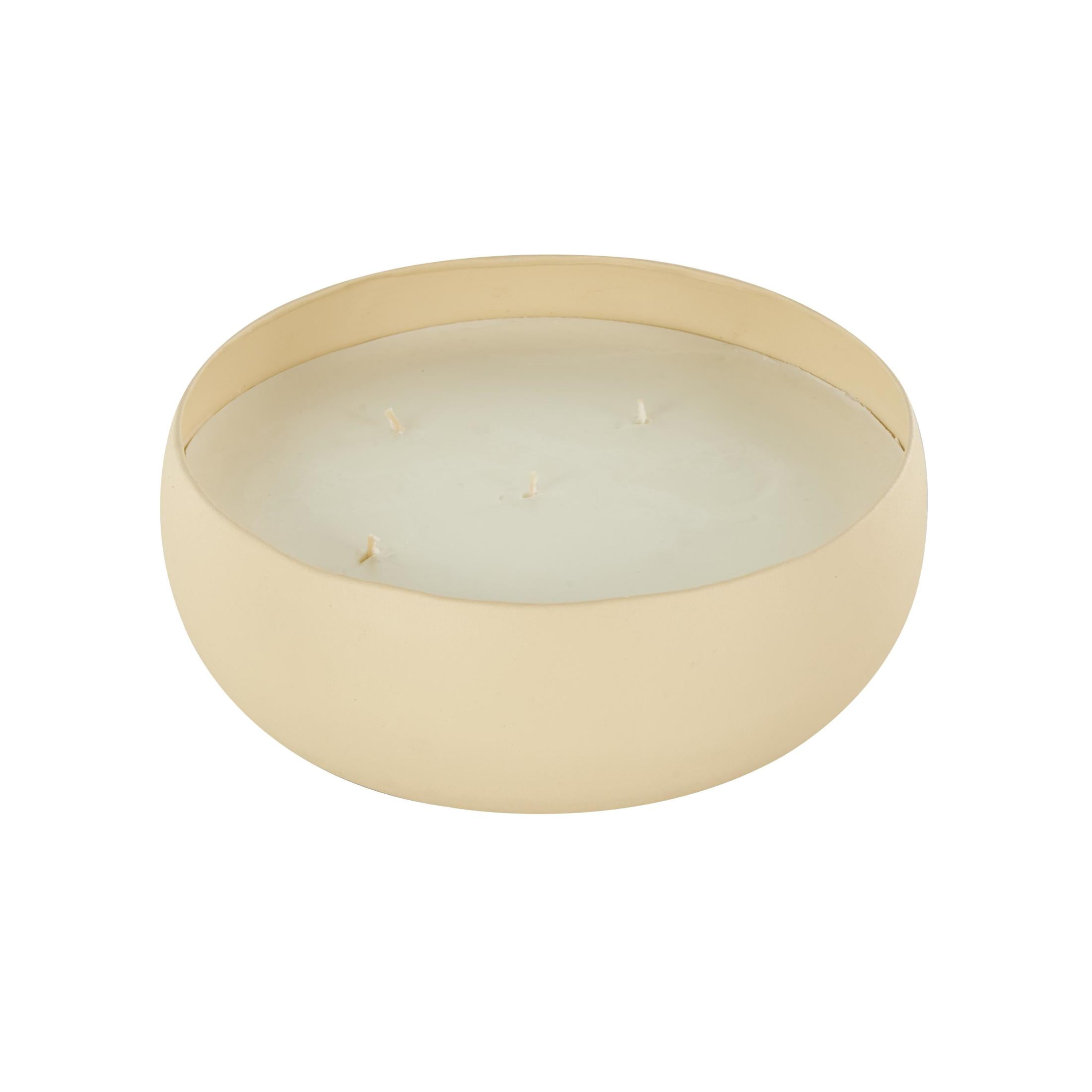DecMode Beige Metal Eucalyptus Spa Scented Textured 63oz 5 Wick Candle with White Wax