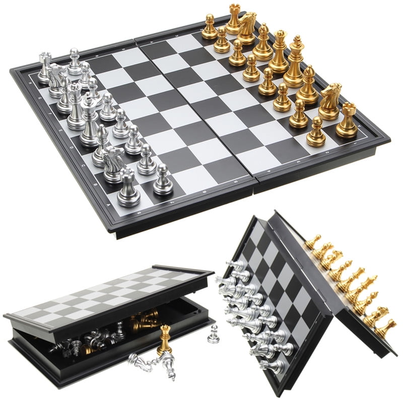 Magnetic Foldable Board Game Toy Set Chess Checkers Backgammon Multi Game 29cm 
