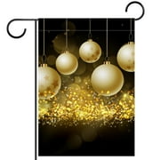 Christmas Baubles on Glittery Gold Background Pattern Garden Banners: Outdoor Flags for All Seasons, Waterproof and Fade-Resistant,Perfect for Outdoor Settings