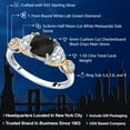 thumbnail image 2 of Gem Stone King 925 Silver and 10K Yellow Gold Cushion Onyx Half Moon Moissanite and Lab Grown Diamond 3-Stone Engagement Ring for Women (1.58 Cttw, Gemstone Birthstone, Size 7), 2 of 5