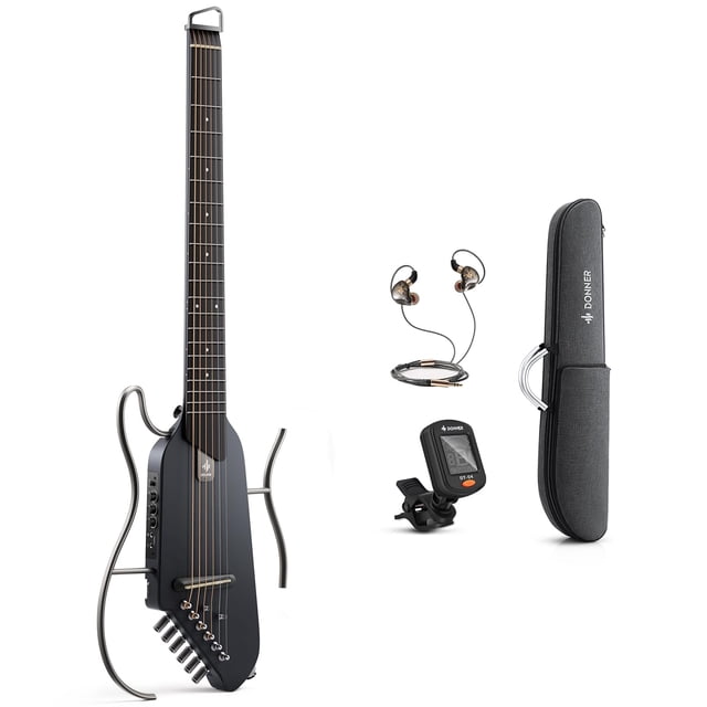 Guitarra eléctrica acústica sin cabeza Donner HUSH I con funda