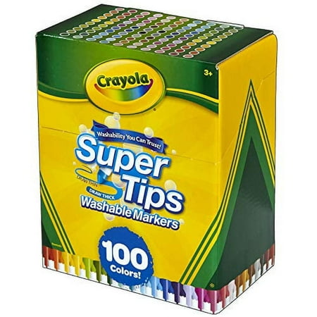 Crayola Super Tips Marker Set, 100 Washable Markers, Assorted Colors, Gift for Kids