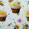 thumbnail image 6 of nygtbtfer  Fitted Round Tablecloth with Elastic Edge Wipe Clean Bee Easter Muffins Flowers Table Cloth for Outdoor/Indoor Use,Fits Round Tables 54-58, 6 of 8