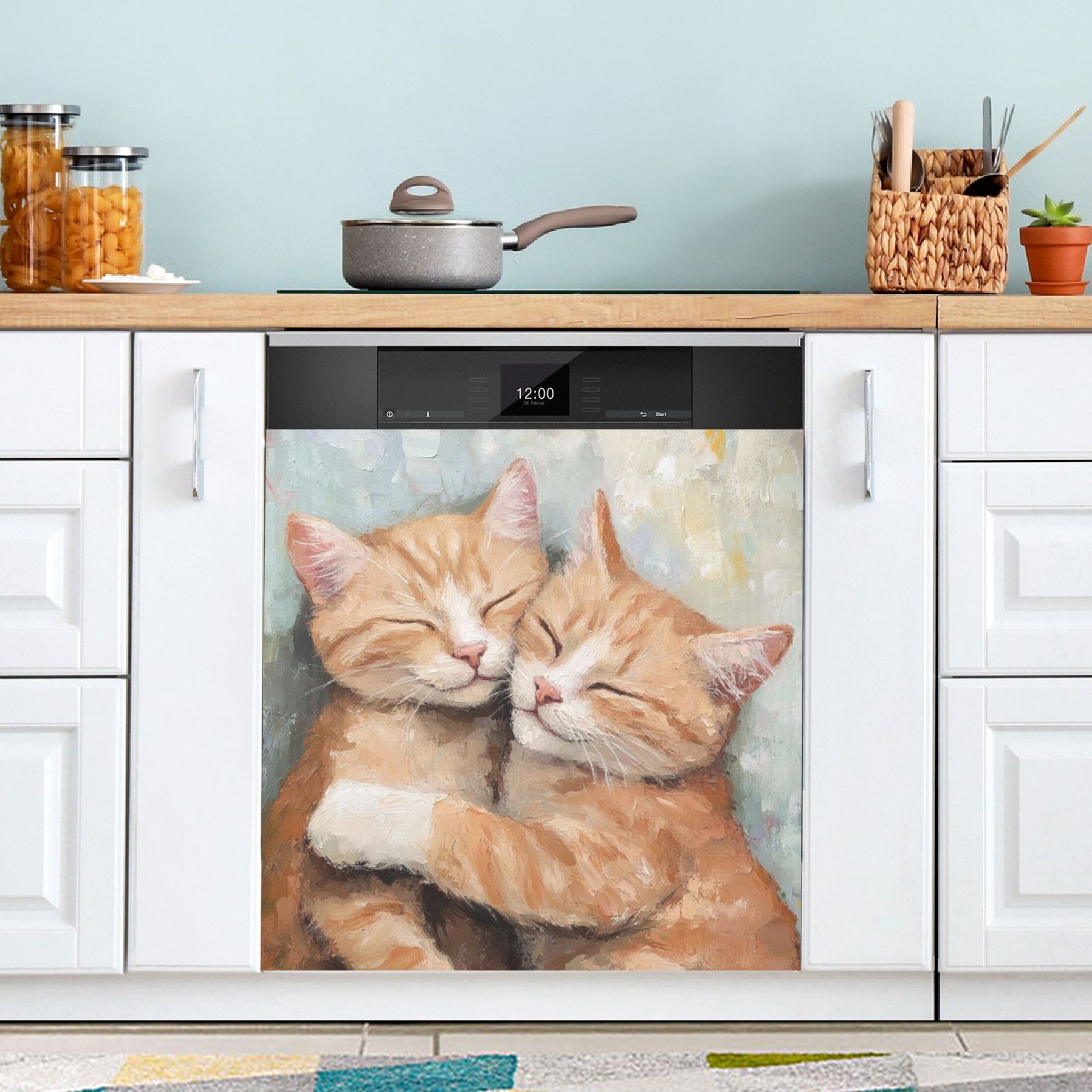 Dishwasher Magnetic Sticker 23x26 Inch Refrigerator Magnetic Sticker Washing Machine Magnetic Sticker Kitchen Panel Magnetic Sticker Home Decor Good Friend Cat