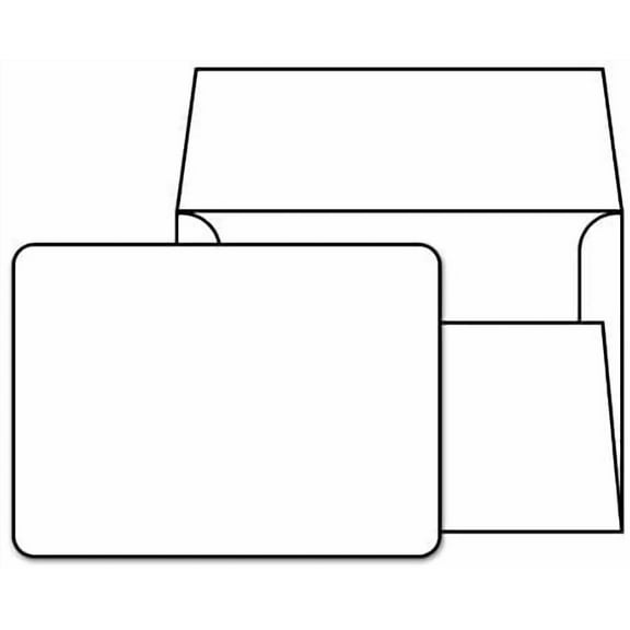 White Heavy Blank Note Cards with Rounded Corners and Envelopes Size (A6) 4.5 X 6 - 40 Per Pack. - This Is Not a Fold Over Card.