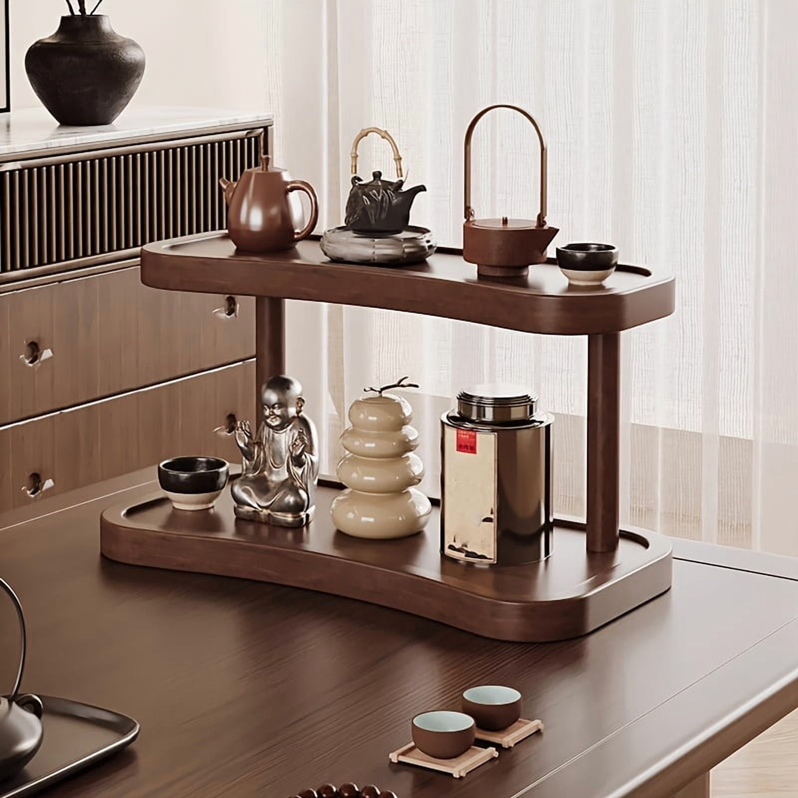 1pc Wooden Storage Shelf for Bathroom, Entryway, Office & Living Room – Perfect Organizer for Perfumes, Cosmetics, and Cups, Utility Racks