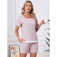 thumbnail image 4 of DARING DIVA Women's Pajama Set with Built-in Bra and Shorts Comfy Lounge Set L Pink, 4 of 7