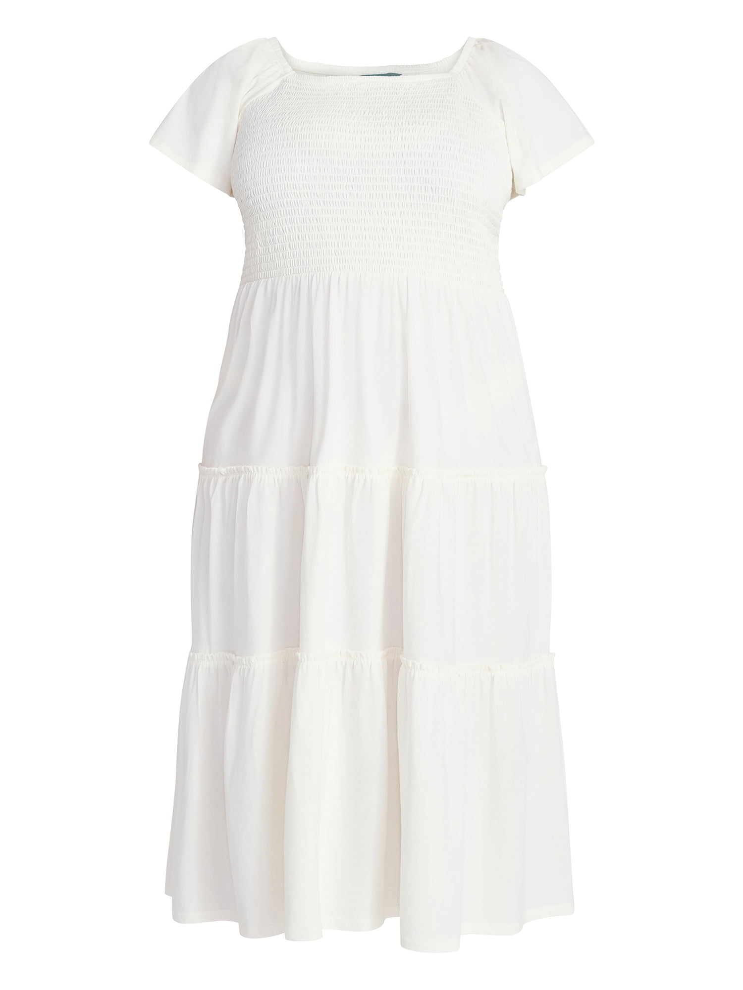 Terra & Sky Women's Plus Size Square Neck Smocked Dress, Sizes 0X-4X