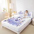thumbnail image 3 of Manfei Kawaii Bow Ghost Queen Sheets 4 Pieces, Happy Halloween Floral Pumpkin Queen Sheet Sets, Purple White,1 Fitted Sheet, 1 Flat Sheet and 2 Pillowcases, 3 of 5