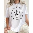 thumbnail image 1 of 1pc Women'S Fashion Yoga Pose Print T-Shirt, Casual Crew Neck Short Sleeve Top, Cotton Knit Fabric with Medium Stretch, All-Season Comfort Fit Tee, 1 of 5