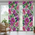 thumbnail image 3 of 1 Panel Outdoor Curtains for Patio Waterproof 54"x84", Purple Flowers Weatherproof Privacy Outsides Curtains, Spring Watercolor Floral Leaves Botanical Beige Grommet Thermal Drapes for Cabana Porch, 3 of 8