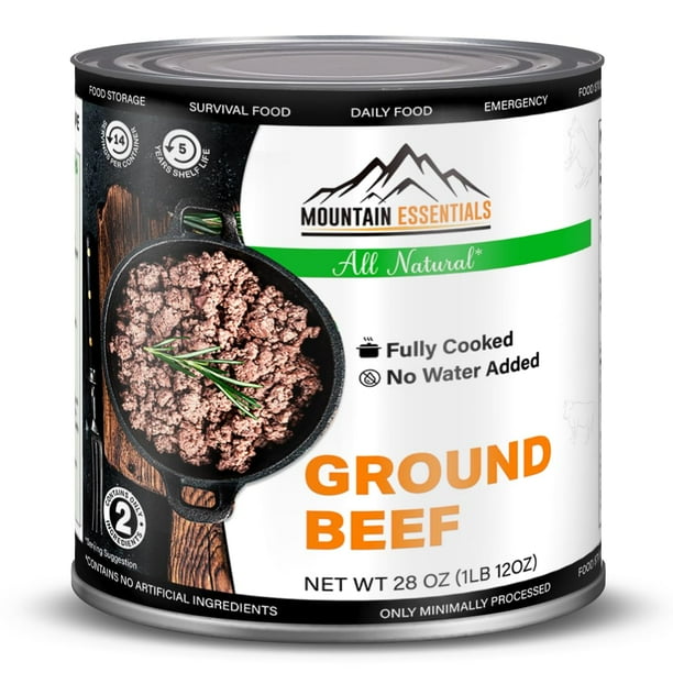 (Single Can) MOUNTAIN ESSENTIALS Canned Ground Beef 28 Ounce Cans Fully