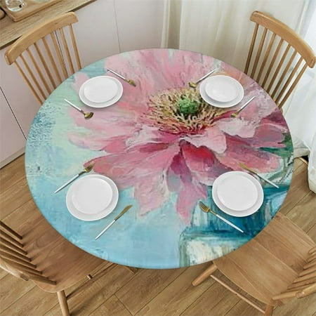 

Palnkart Pink Flower Round Tablecloth Stain-Resistant Waterproof Washable for Indoor and Outdoor Use - Ideal for Restaurants Weddings Parties - Home Kitchen Outdoor Decoration 31 -35