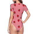 thumbnail image 4 of Haiem Strawberries Women's Crew Neck Short Sleeve Bodysuit Tops Stretchy Slim Basic-XX-Large, 4 of 9