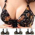 thumbnail image 2 of Wycnly Push Up Bra for Women 3pcs Large Size Front Closure Comfort Lightweight Floral Bra Ladies Convertible Underwire T-Shirt Bras Bras for Women Bras, 2 of 3