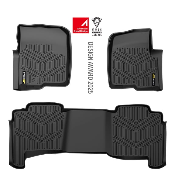 Floor Mats 3PCS Fit for Ford F150 SuperCrew Cab 2004 2005 2006 2007 2008 1st & 2nd Row All Weather Protection TPE Floor Liners Black