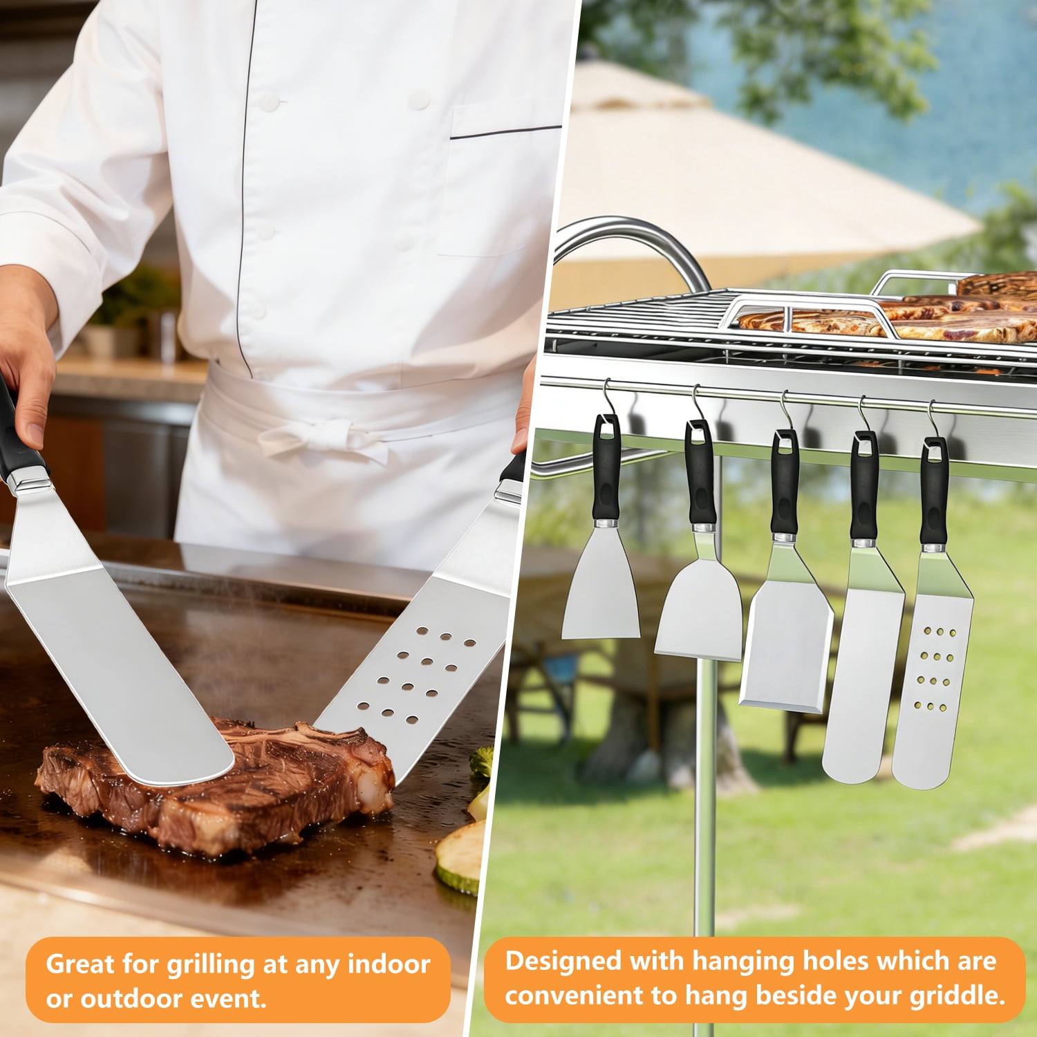 28 pcs Griddle Accessories Kit, Flat Top Grill Tools for Blackstone and Camp Chef, Enlarged Grill Spatula Set with Basting Cover, Scraper, Burger Press Patty Maker for Outdoor Barbecue