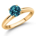 thumbnail image 2 of Gem Stone King 10K Yellow Gold London Blue Topaz Solitaire Engagement Ring for Women | 1.10 Cttw | Round 6MM | Gemstone Birthstone | Size 5,6,7,8,9, 2 of 4