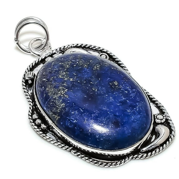 Lapis Lazuli Handmade 925 Sterling Silver Jewelry Pendant 2.68"