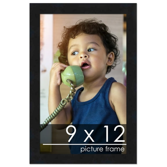 9x12 Contemporary Black Wood Picture Frame - UV Acrylic, Foam Board Backing, & Hanging Hardware Included!
