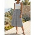 thumbnail image 3 of DARING DIVA Women's Gingham Drawstring Waist A-Line Midi Skirt Large Black, 3 of 8