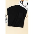 thumbnail image 6 of Women's Black Ribbed Knit Short Sleeve Sweater with Patch Pocket - [ZhiHiMeRi] | (US 4-6)S,Black, 6 of 12