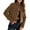 #474-Brown, variant on AUNVITO Women's Loose Fit Cotton Stand Collar Button Jacket with Pockets, Fall Winter Casual Outerwear for Daily Wear