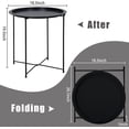 thumbnail image 4 of End Table, Metal Side Table Round Folding Tray Sofa Small Accent Fold-able Table, Round End Table Tray, Next to Sofa Table, Snack Table for Living Room and Bed Room(Black）, 4 of 8