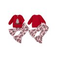 thumbnail image 2 of Kid Toddler Girls Pants Clothing Set, 6 12 18 24 Months 2T 3T 4T 5T Tree Print Long Sleeve Sweatshirt with Flare Pants Christmas Outfit, 2 of 9