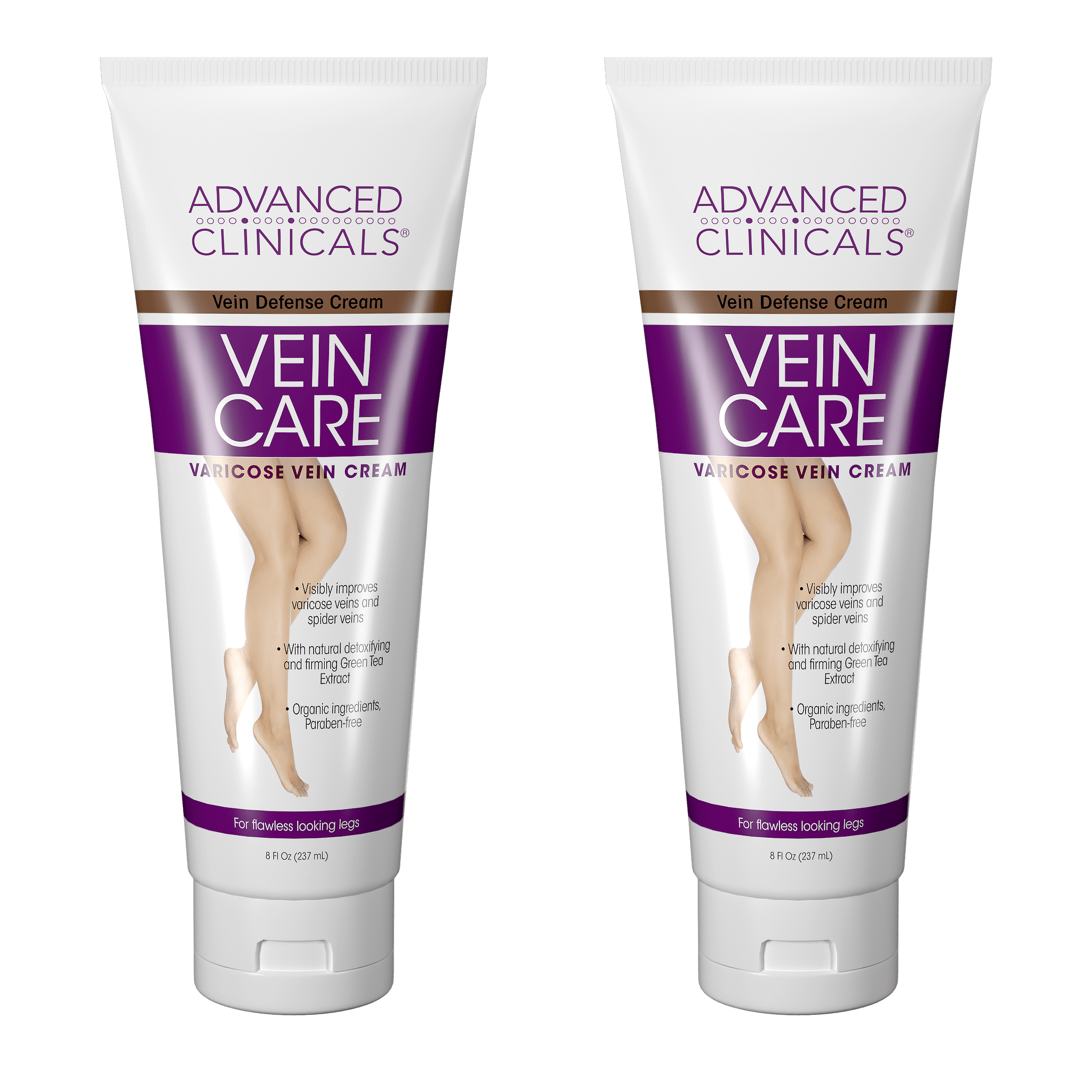 Advanced Clinicals Vein Care Varicose Vein Cream. Eliminate Varicose Veins and Spider Veins. Set of Two 8 fl oz