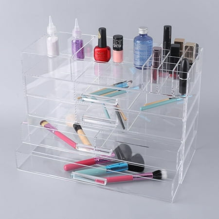 Home New Design Bottom Layer Increase Fits Most Conceal Acrylic Makeup Organizer and Cosmetic Make Up Organizer Countertop Storage Box Brush Holder Clear Jewelry Organizer Bathroom Vanity Tray