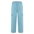 thumbnail image 5 of HomeDM Womens Cargo Sweatpants Solid Color Baggy Drawstring Waisted Sweat Pants Wide Leg Athletic Cargo Joggers with Pockets - Sky Blue/M, 5 of 5